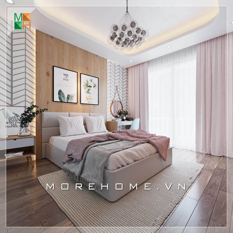 Mẫu tranh canvas với chất liệu gỗ sẽ làm cho không gian phòng ngủ trở nên sống động và gây ấn tượng.